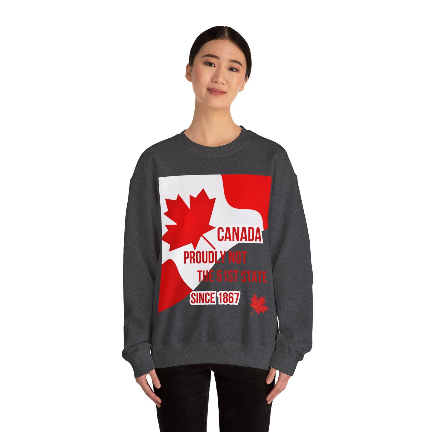 Unisex Heavy Blend™ Crewneck Sweatshirt – "Canada: Proudly Not the 51st State" | Cozy & Bold Canadian Statement Piece