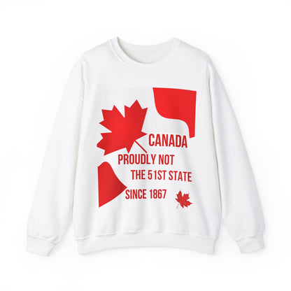 Unisex Heavy Blend™ Crewneck Sweatshirt – "Canada: Proudly Not the 51st State" | Cozy &amp; Bold Canadian Statement Piece