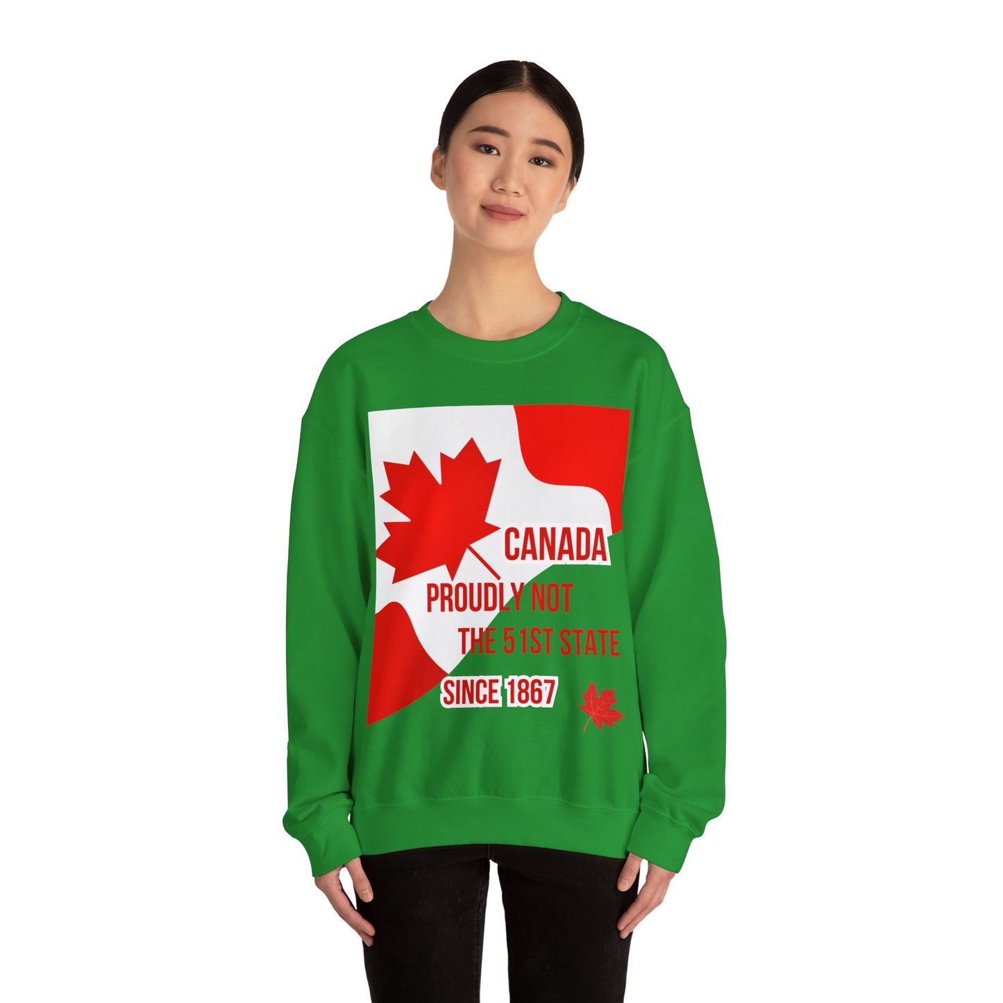 Unisex Heavy Blend™ Crewneck Sweatshirt – "Canada: Proudly Not the 51st State" | Cozy &amp; Bold Canadian Statement Piece