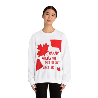 Unisex Heavy Blend™ Crewneck Sweatshirt – "Canada: Proudly Not the 51st State" | Cozy &amp; Bold Canadian Statement Piece