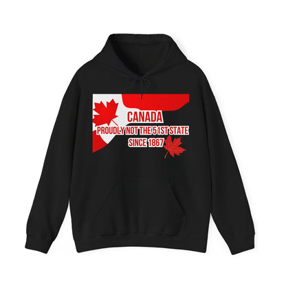 Unisex Heavy Blend™ Hoodie – "Canada: Proudly Not the 51st State" | Cozy & Bold Canadian Statement Piece