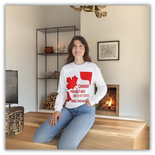 Unisex Heavy Blend™ Crewneck Sweatshirt – "Canada: Proudly Not the 51st State" | Cozy &amp; Bold Canadian Statement Piece