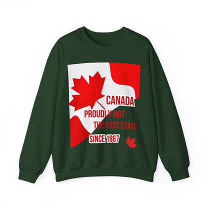 Unisex Heavy Blend™ Crewneck Sweatshirt – "Canada: Proudly Not the 51st State" | Cozy &amp; Bold Canadian Statement Piece