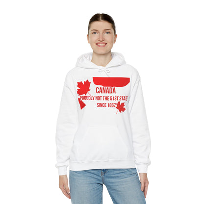 Unisex Heavy Blend™ Hoodie – "Canada: Proudly Not the 51st State" | Cozy & Bold Canadian Statement Piece